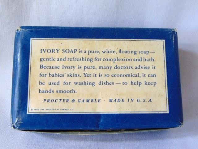 1940 PROCTER & GAMBLE Laundry IVORY Soap Bar, Orig. Wrapper, Large Size