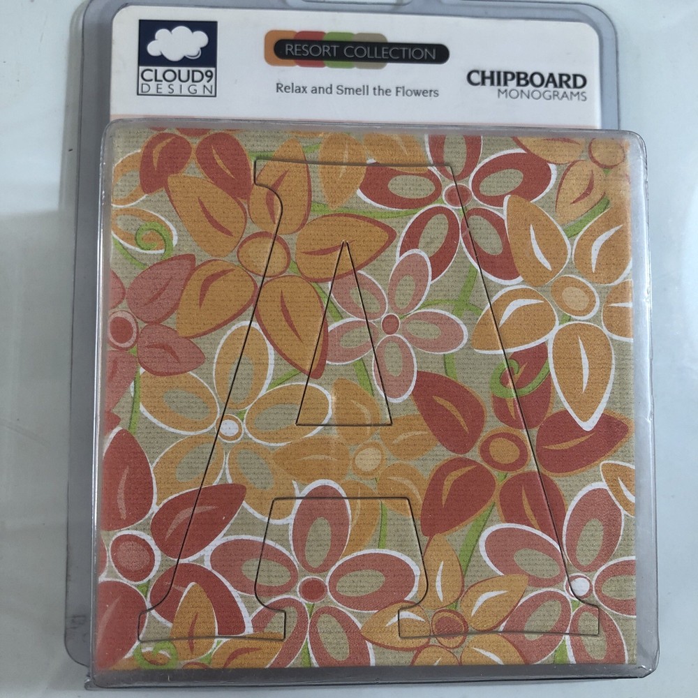 Fiskars Alphabet Chipboard Monogram RELAX FLORAL Pattern 3.5" Cloud 9 Design