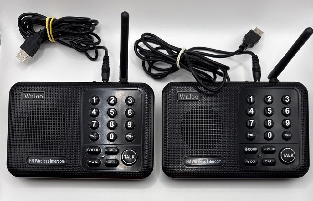 Wuloo FM Wireless Intercom System 2-Pack 1 Mile Range 10 Channels