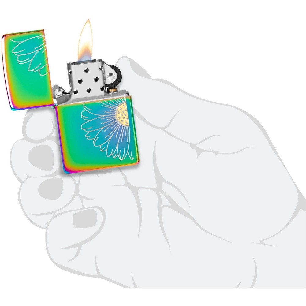 Zippo Windproof Pocket Lighter Laser Two-Tone Daisy Design Multicolor 48668