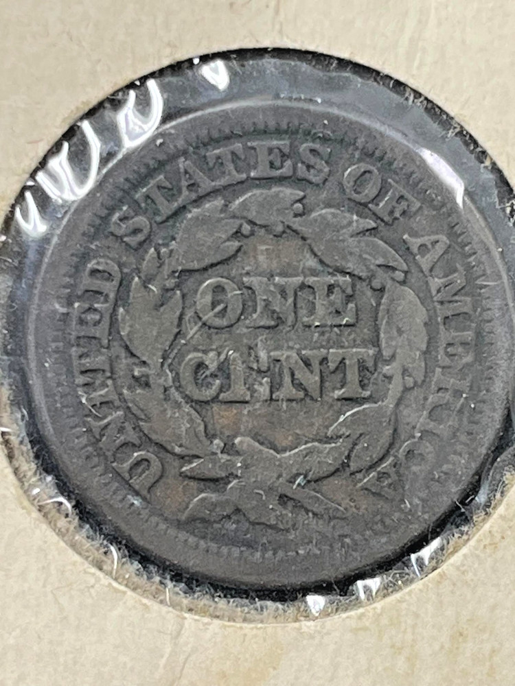 1852 1c Coronet Head Large Cent - Brothel Token -