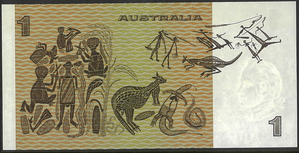 1982 Australia Mint Semi-Solid Serials $1 DNT 594666 Johnston Stone Banknote r78