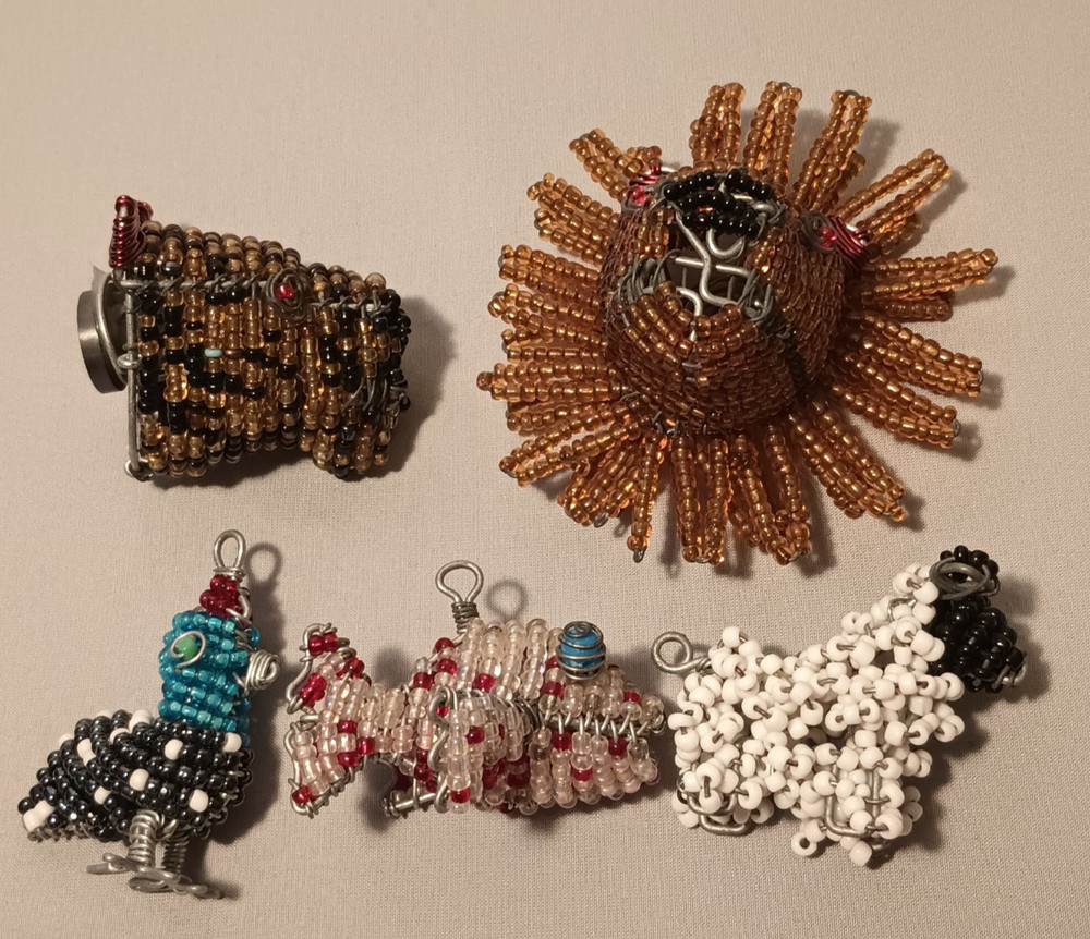 handmade beaded wire animal figurines