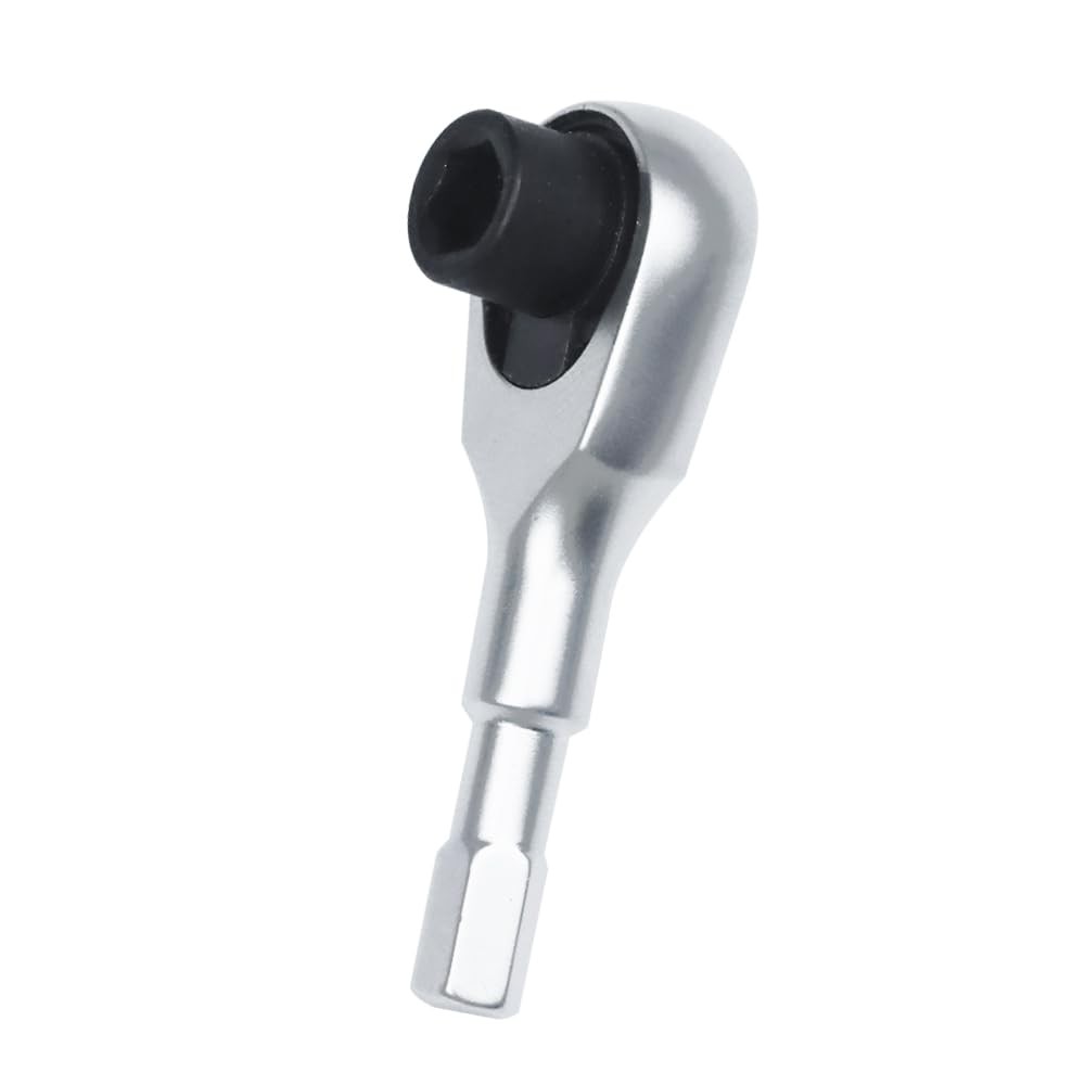 MORETOPGOOD Hex Mini Ratchet Wrench - 1/4" Bits Adapters, 72-Tooth Silver