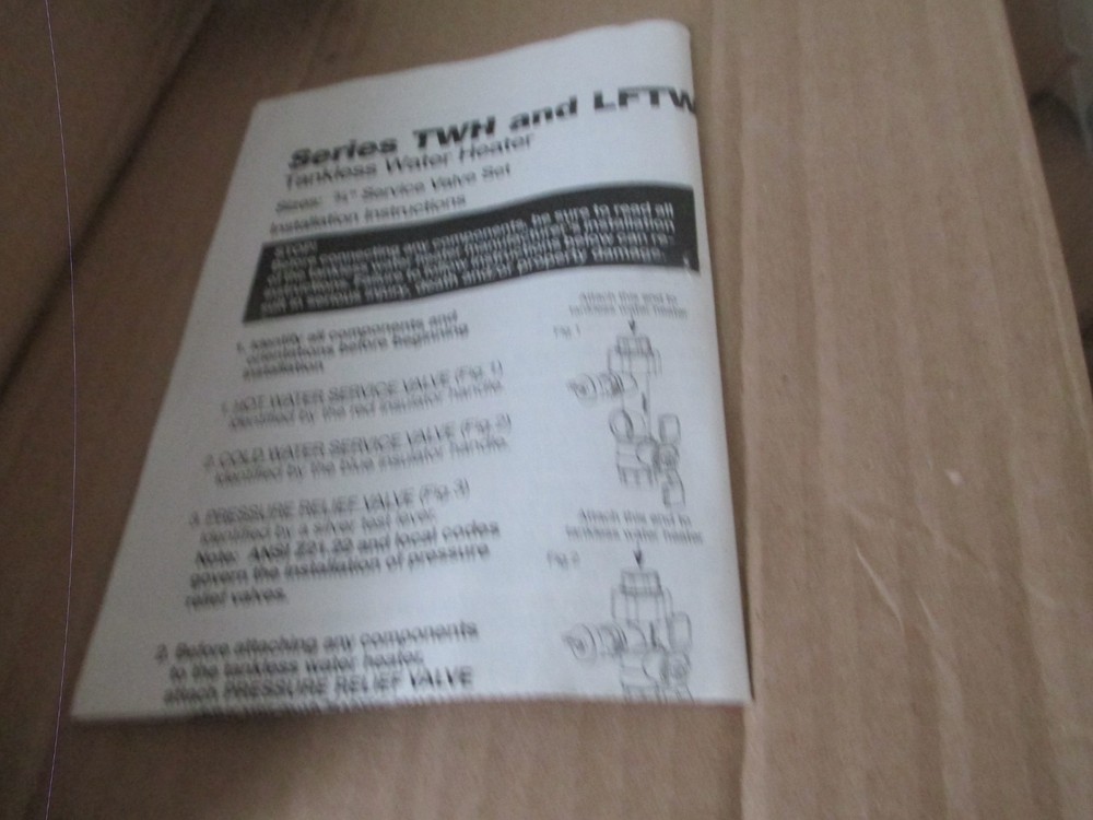 Watts Tankless Water Heater Service Valve Kit 3/4 IPS Model LF TWH FT-HCN NEW