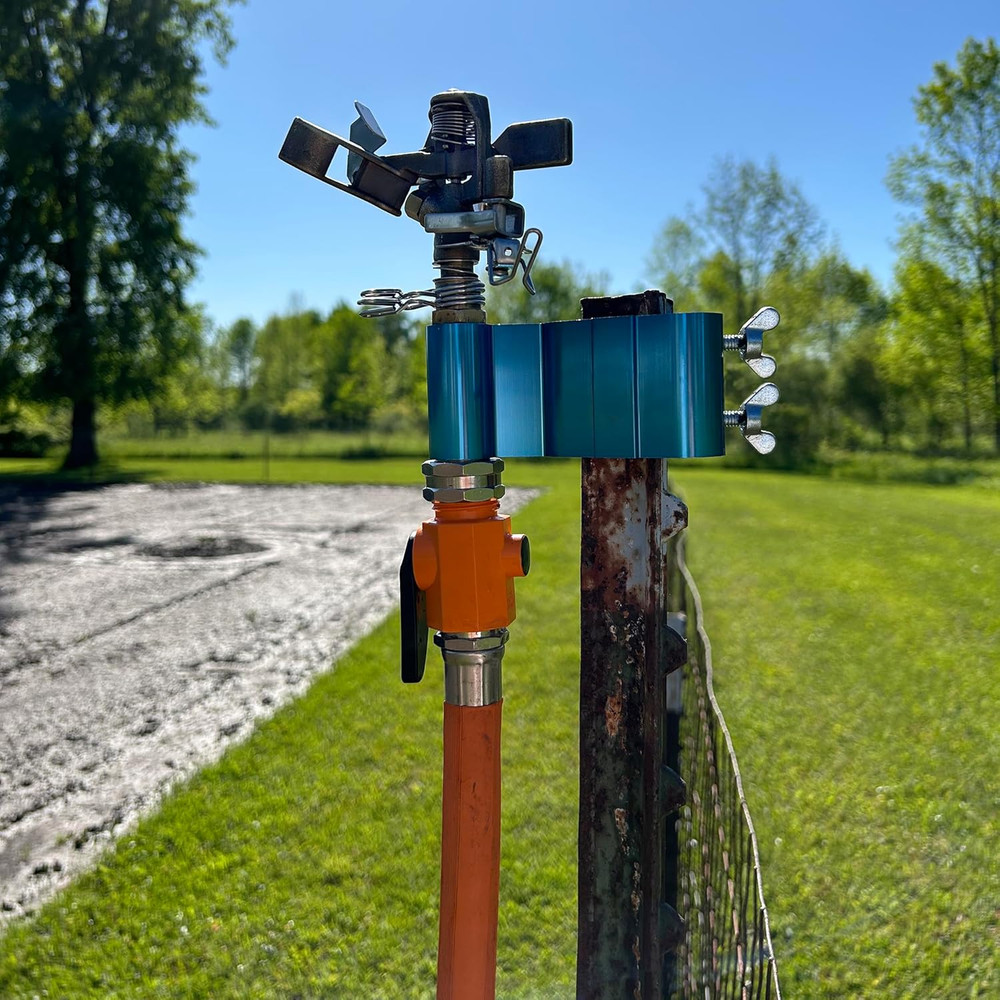 Post-Mount Sprinkler with Brass Impulse Head – Adjustable Watering Patterns, Cov