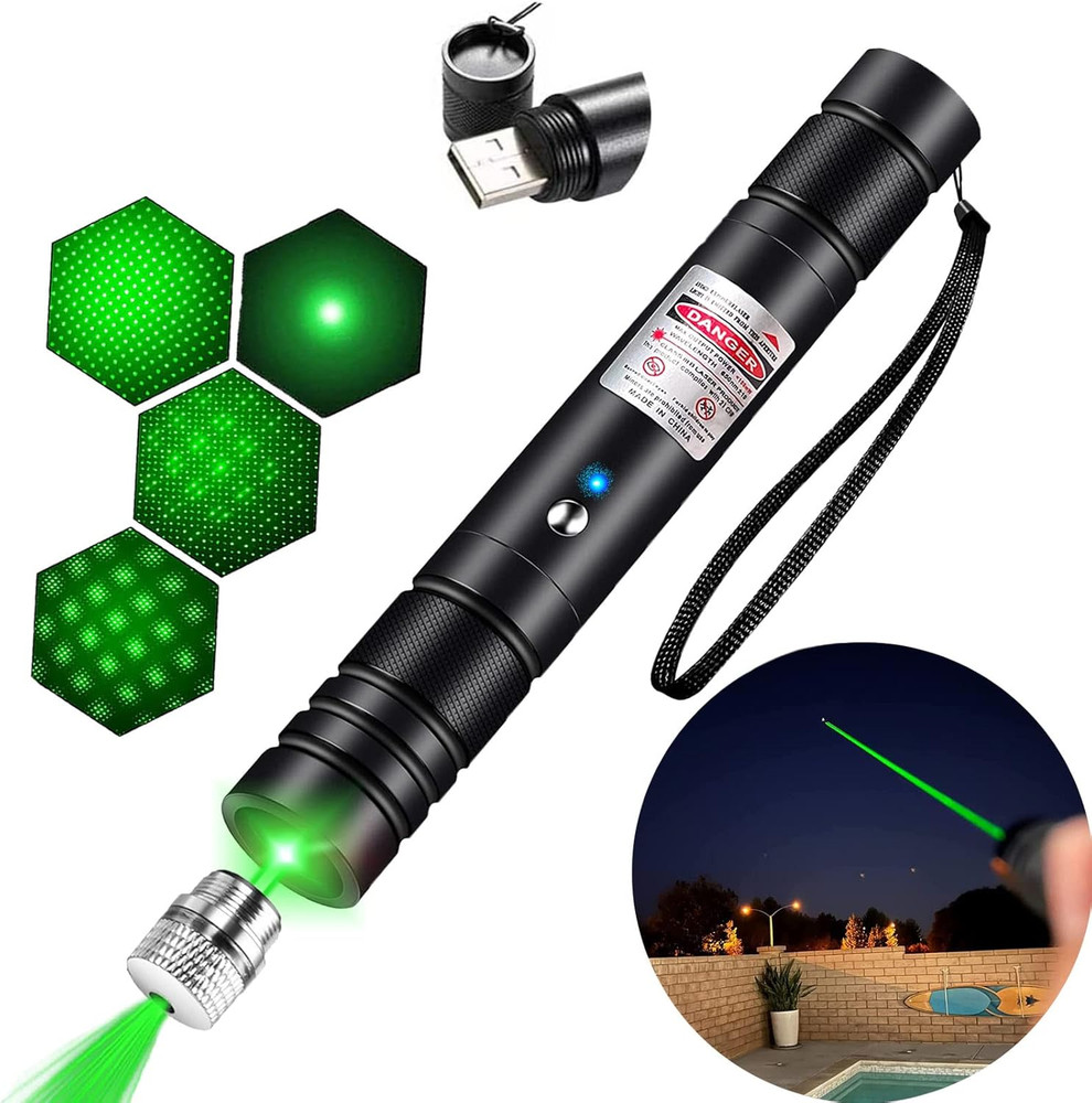 Green Laser Pointer Rechargeable USB Long Range High Power Hiking Present