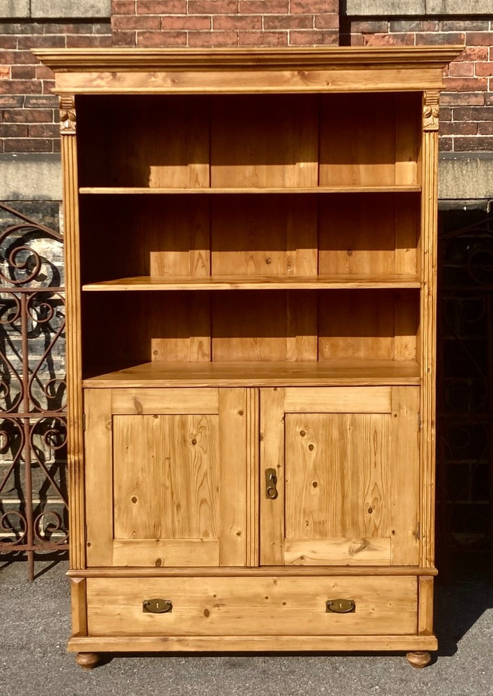 Pine Bookcase with Half Doors from Armoire