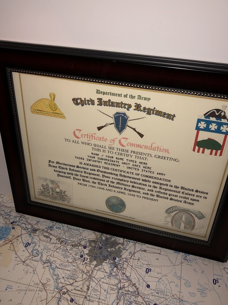 3RD INFANTRY REGIMENT / COMMEMORATIVE - CERTIFICATE OF COMMENDATION