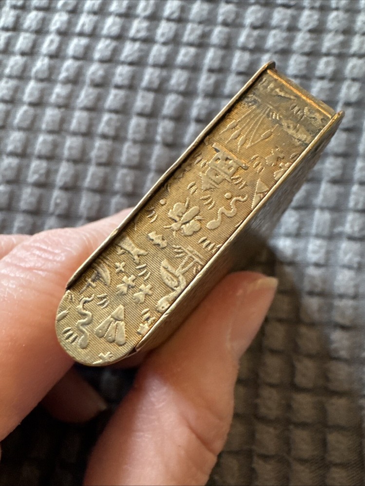 Antique Brass Match Safe - Hieroglyphs
