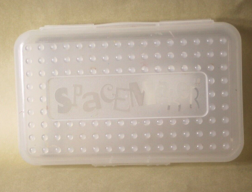 Spacemaker Clear Frosted Pencil Box Vintage 90's Plastic Storage Case