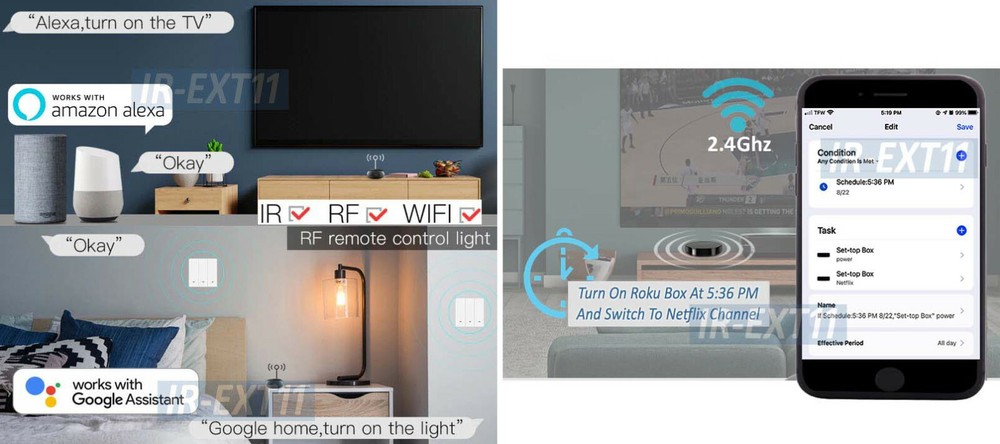 Universal IR Remote Learning Dongle Transmitter Over 2.4G Wi-Fi Network