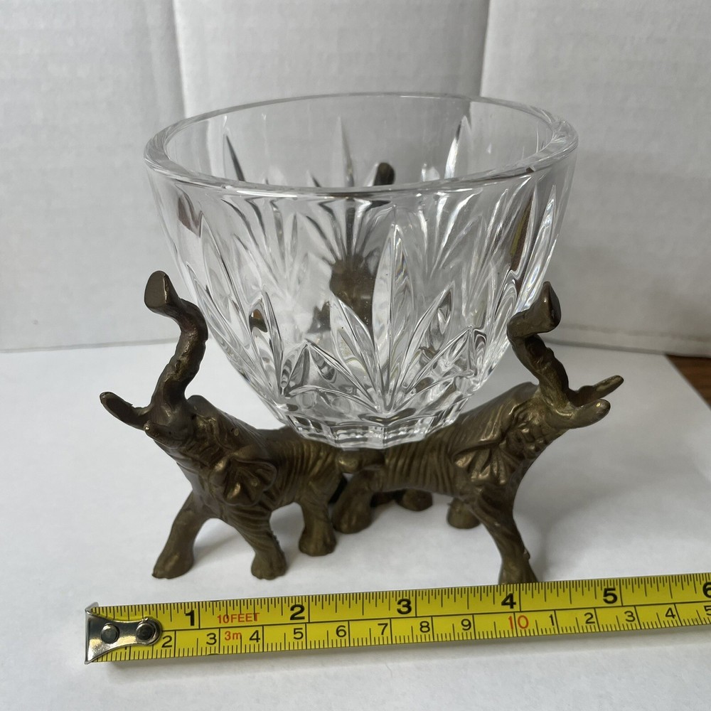 Brass Elephant Base W/Crystal Dish