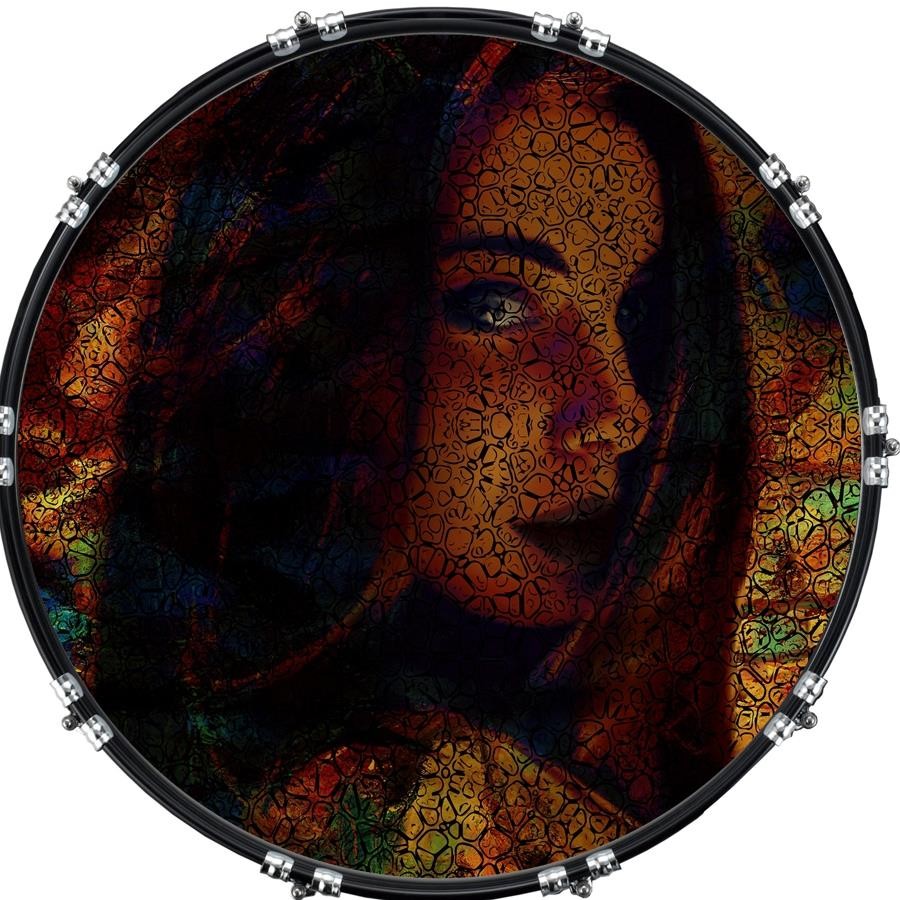 22" Custom Bass Kick Drum Front Head Graphic Graphical Abstract Face