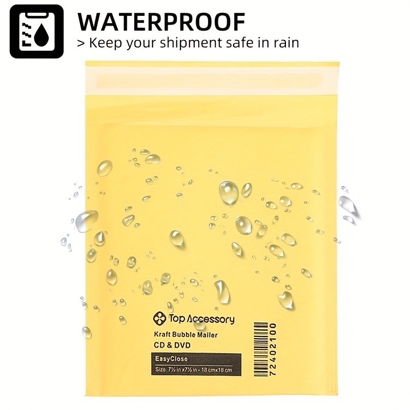 Top Accessory Kraft Bubble Mailer CD & DVD Waterproof Padded 27x39cm 12pcs