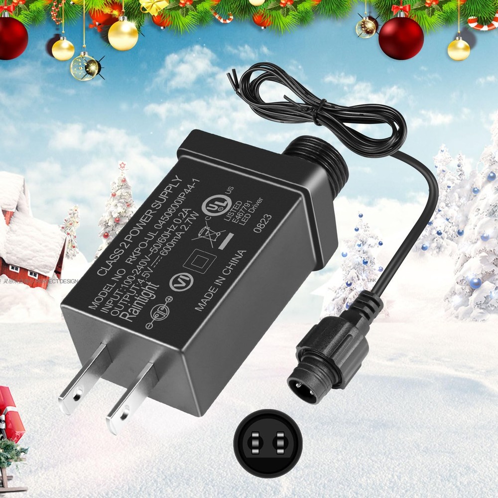 4.5V 0.6A LED Class 2 Power Adapter, 2.7W LED Transformer Replacement for Chr...