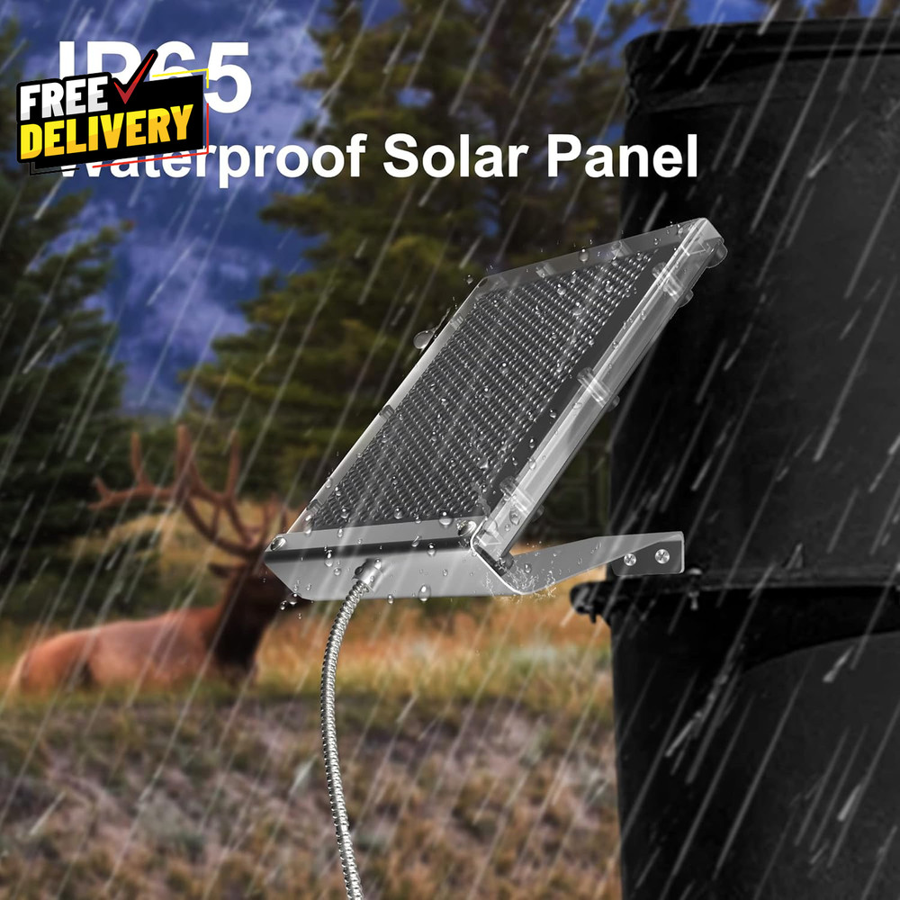 6V 1.5W Solar Panel for Deer Feeder Waterproof Battery Charger with Bracket…