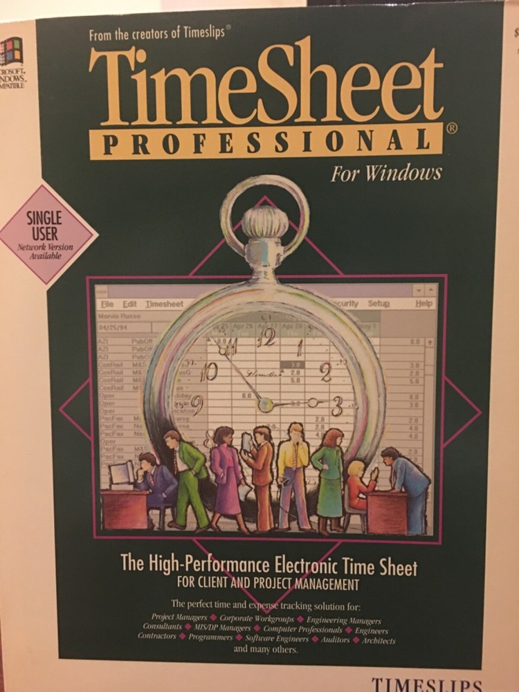TimesSheet Professional For Windows. Unused. Includes Disks And Manuals