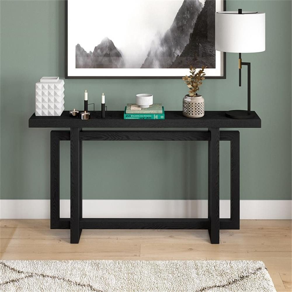 Henn&Hart 55" Black Grain MDF Console Table