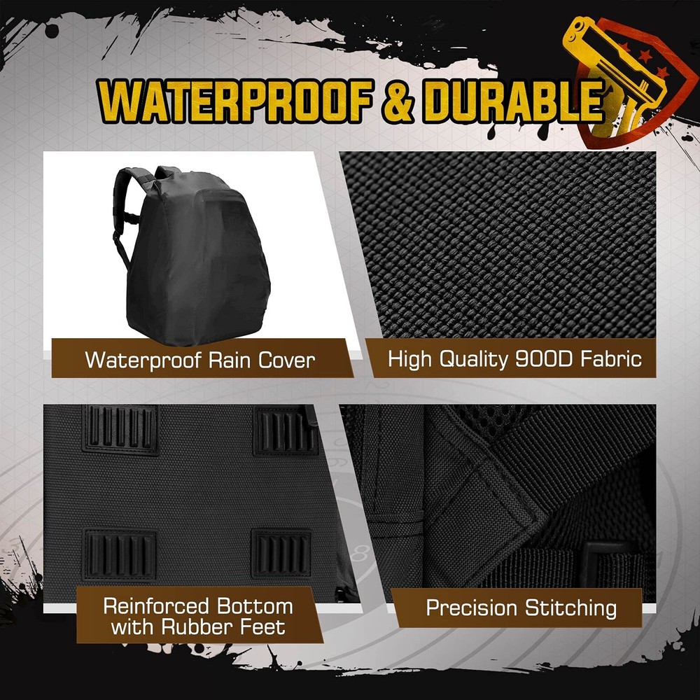 Tactical Range Backpack Removable Divider 4 Pistol Case Hard Glasses TIDEWE