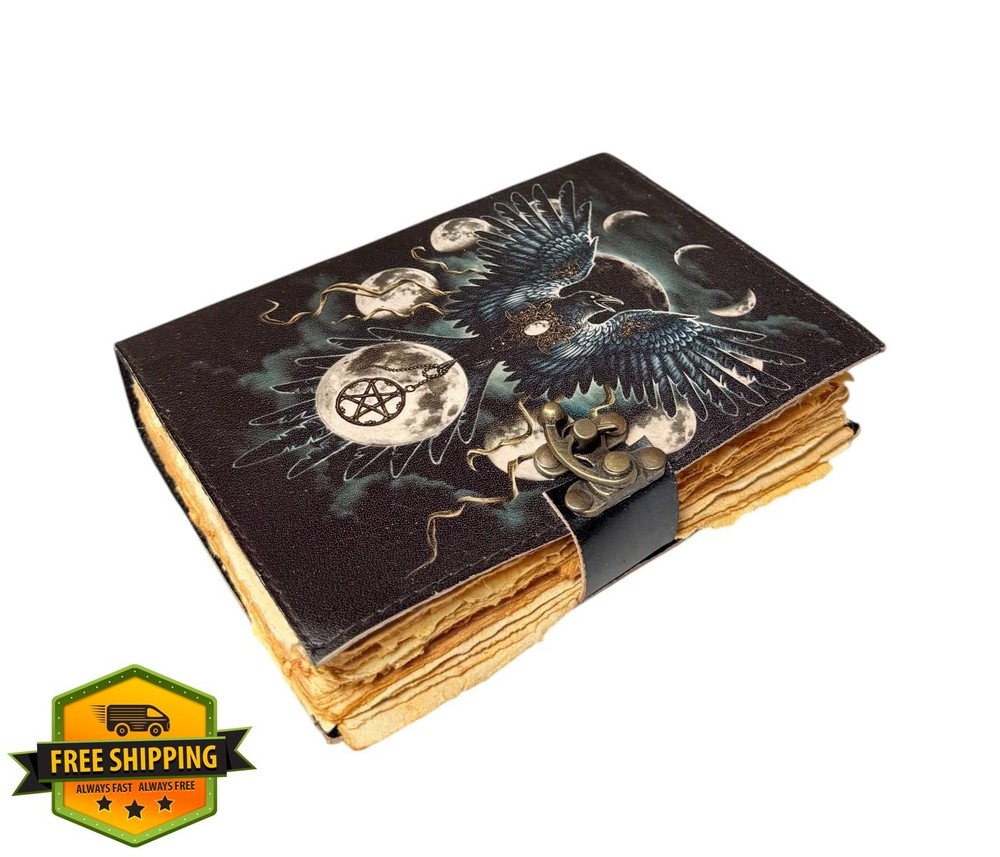 Spell Book of Shadows Journal, Lock Clasp Witchcraft Diary Phoenix