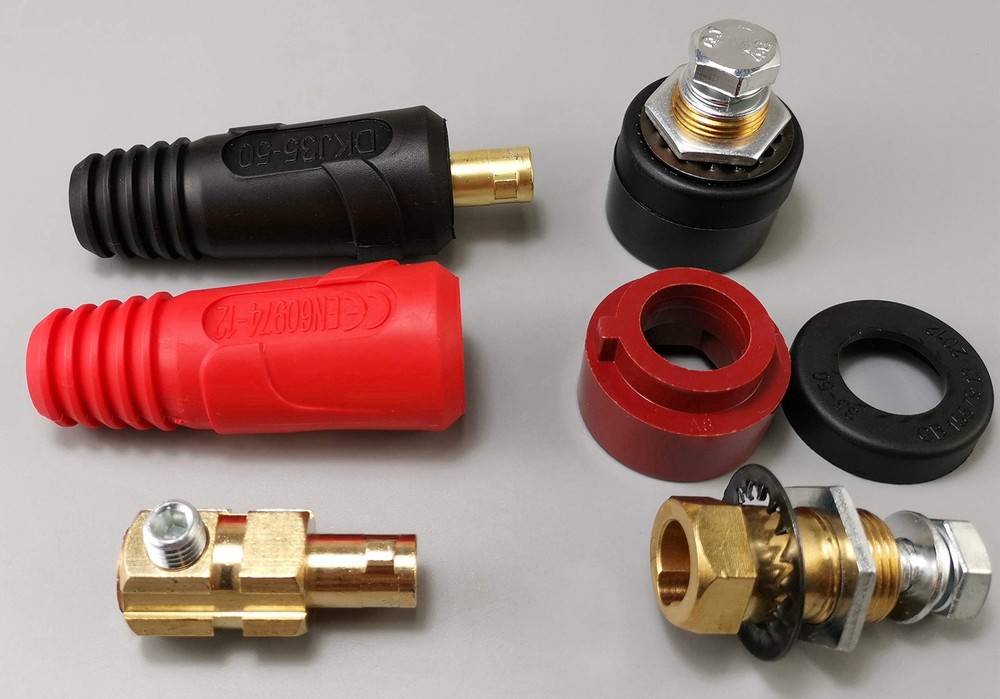 RIVERWELD TIG Welding Cable Panel Connector Plug & 35-50mm, Red and Black