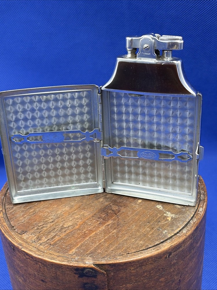 Vtg Ronson Mastercase Art Deco Cigarette Case Lighter Brown & Silver Untested