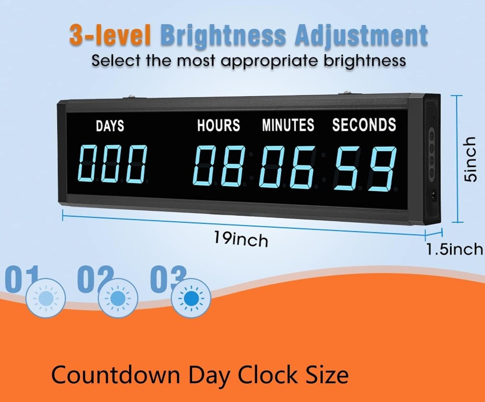 Blue 1.8 9Digits Large LED Countdown Count Up Days Clock with Remote Christmas