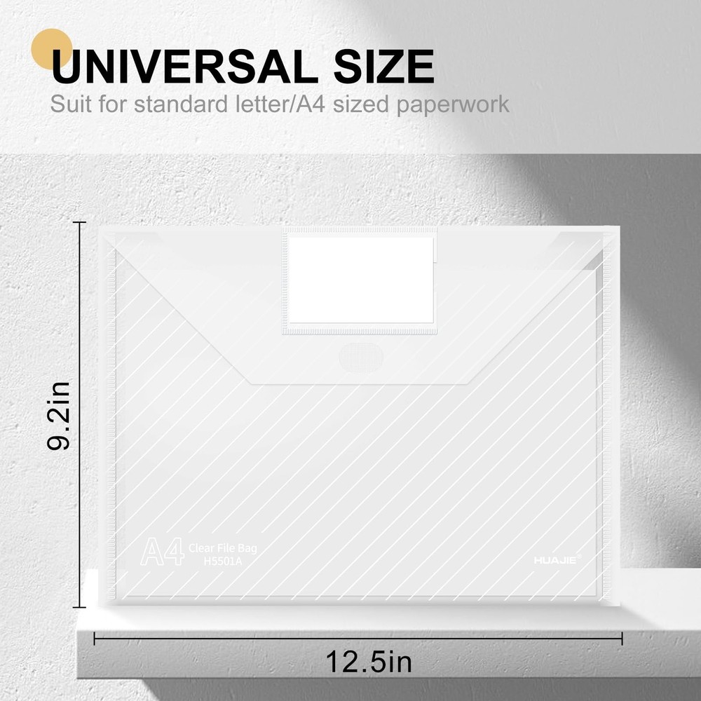 10 Pack, Clear Plastic Envelopes File Folders, HeavyDuty Document Holder with...