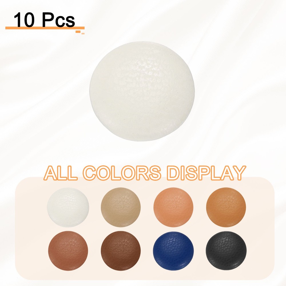10pcs PU Leather Covered Button 12.5mm Plastic Shank Round Button, White