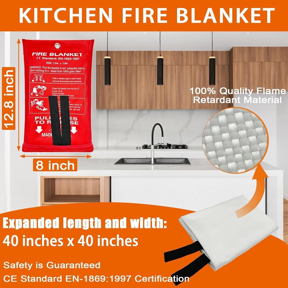 Fire Blanket for Home Safety, 1 Pack Emergency Fire Suppression Blankets