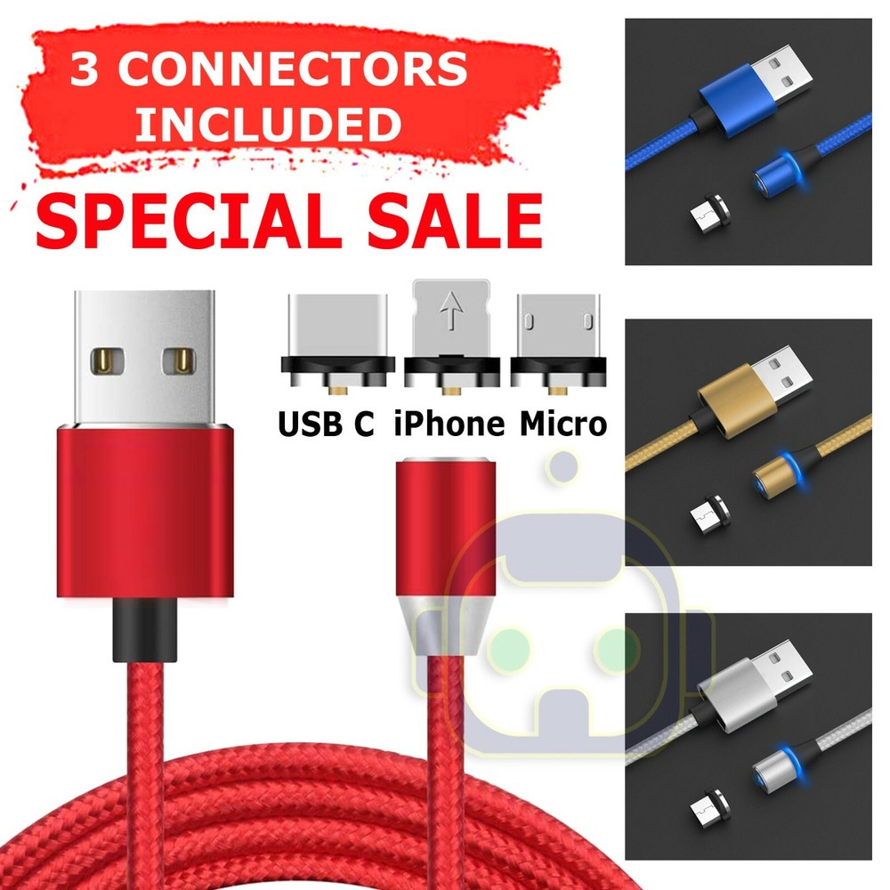 3 in 1 Fast USB Charging Cable Universal Multi Function Cell Phone Charger Cord