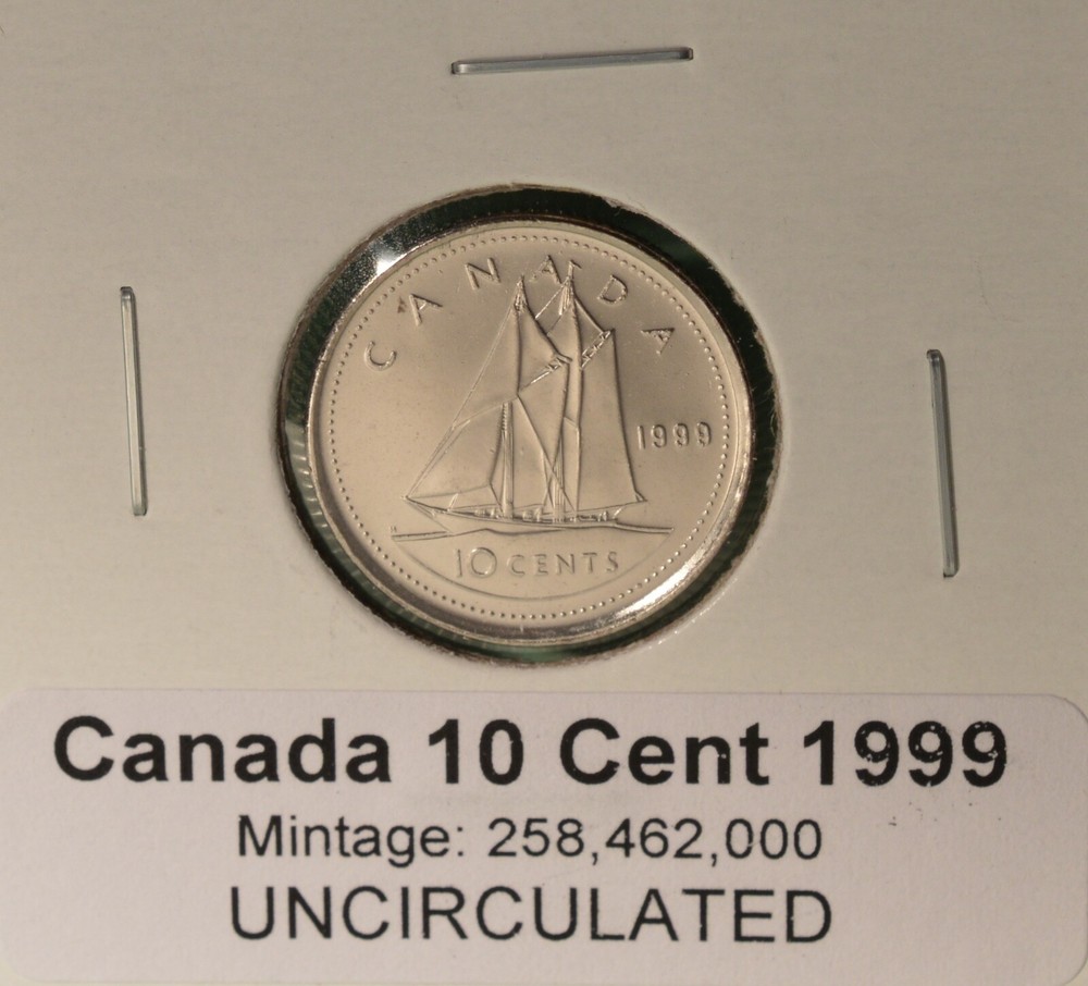 1999 Canada Dime - UNCIRCULATED - from original mint roll