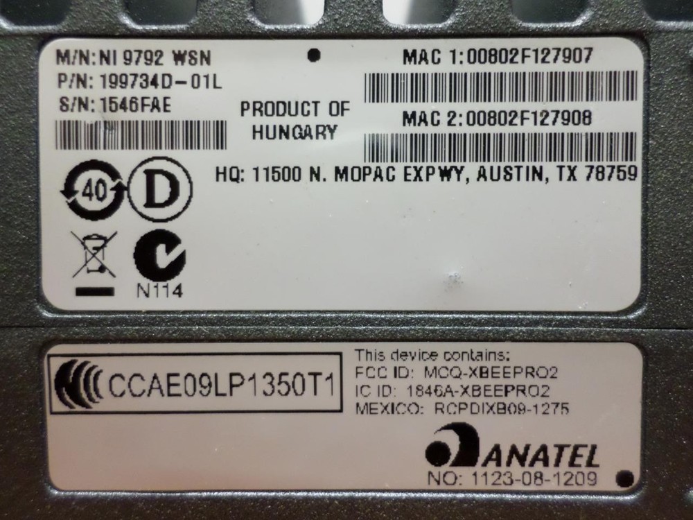 National Instruments NI 9792 RT Controller with Integrated Gateway for WSN