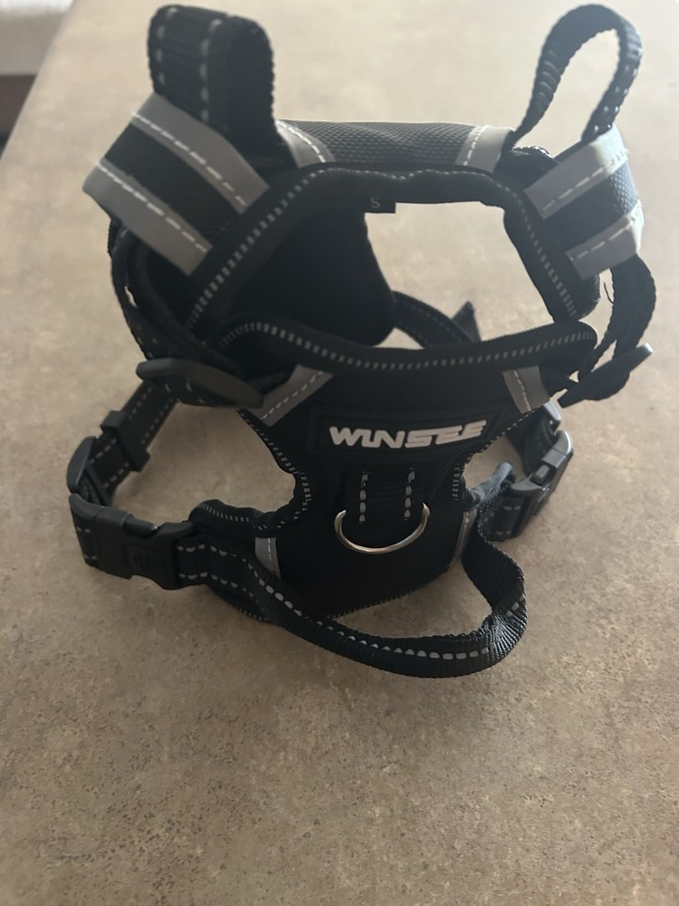 Winsee Dog Harness Black Size S Non Pull Adjustable Reflective With Handle