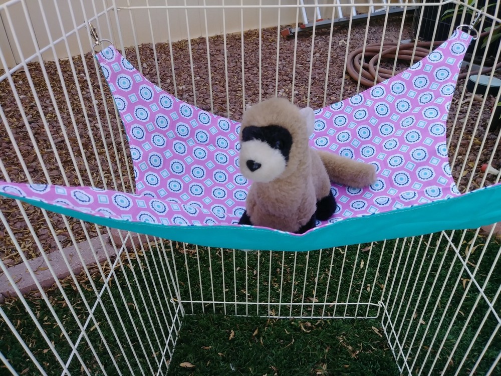 Ferret Hammock - Pink & Blue Pattern - 13" x 14"