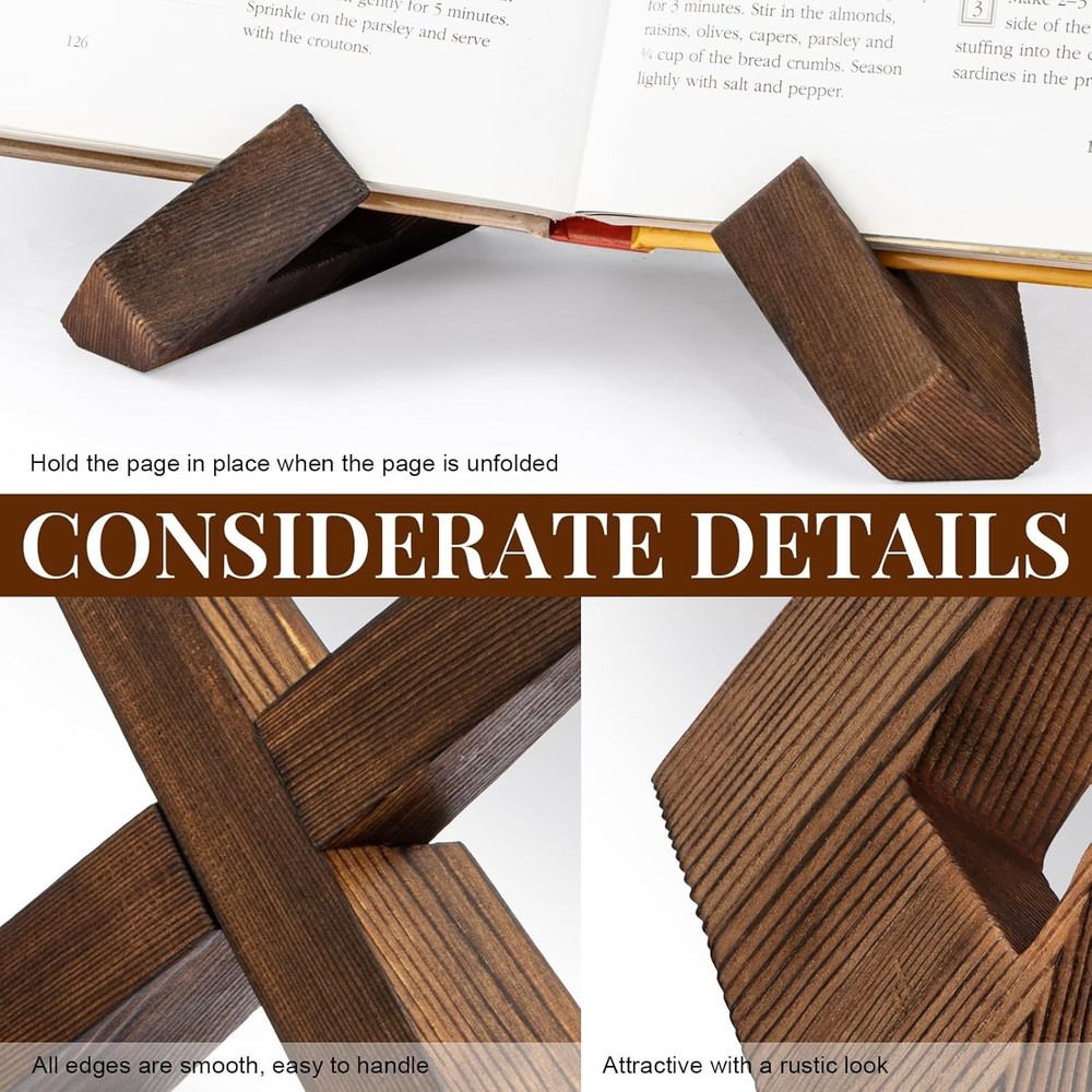 Multi-Functional Wooden Cookbook Stand - Elegant Kitchen Display Solution