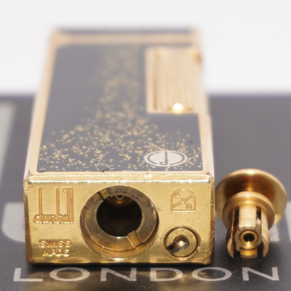 Dunhill Vintage Rollagas Lighter Gold/BLACK Glitter_Working
