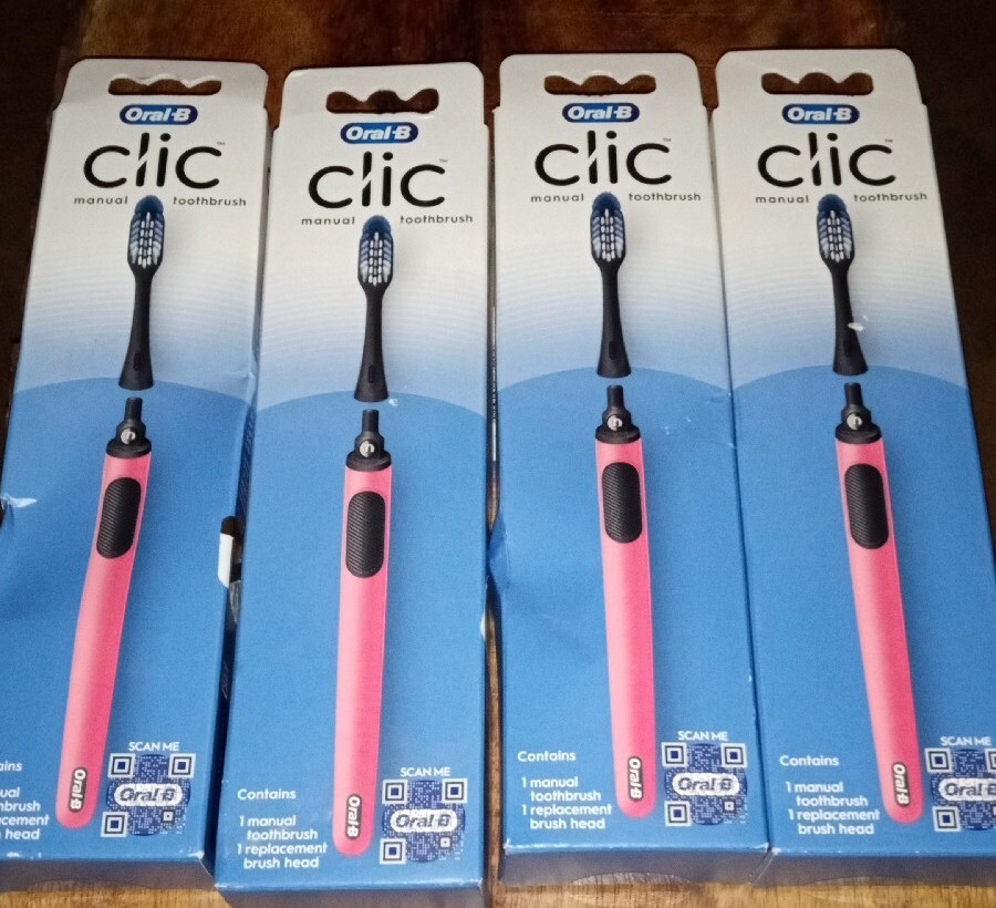 (4) Oral-B Clic Toothbrush Handle with Replaceable Brush Head  - Coral