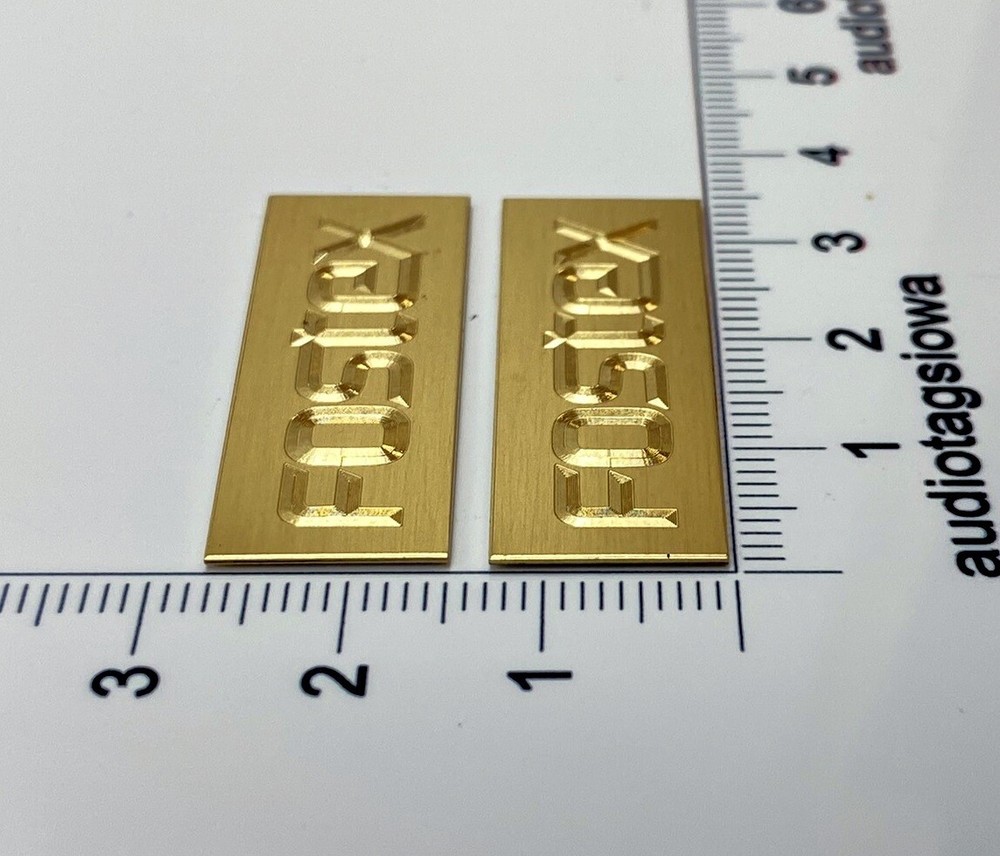 Fostex Speaker Grill Badges Custom Made Engraved Polished Solid Brass PAIR