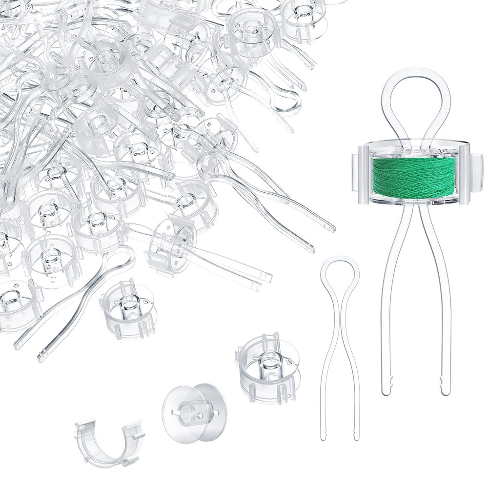 Jexine 180 Pack Bobbin Thread Holder Set Includes Sewing Bobbin, Clips, Threa...