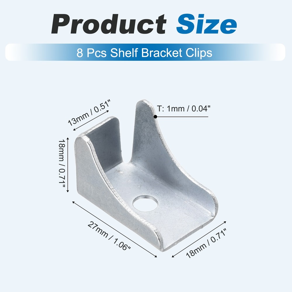 8pcs for shelf clip, adjustable hook 13mm triangular shape, silver