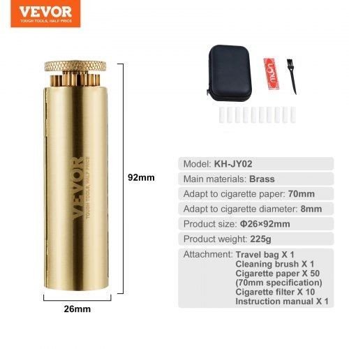 Cigarette Rolling Machine Solid Brass Cigarette Roller Manual Tobacco