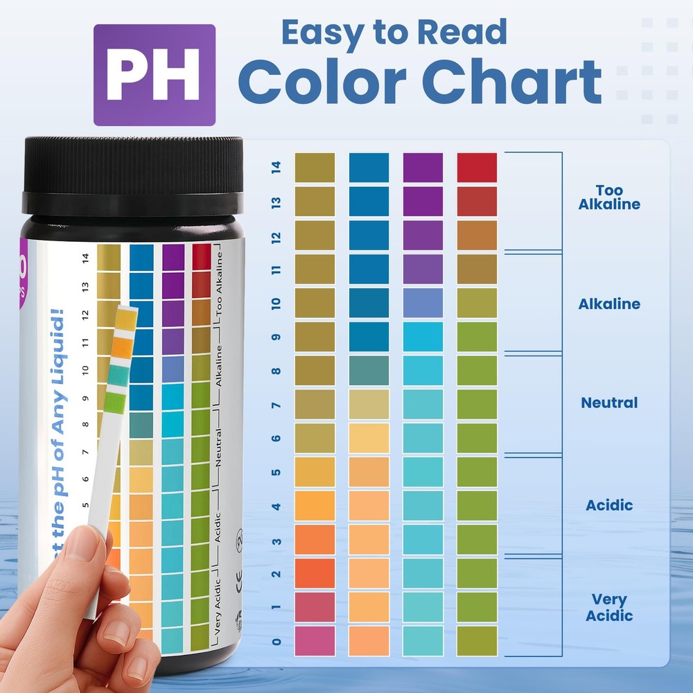 pH Test Strips 0-14 | 200 Universal Strips for Fast, Accurate pH Testing | Li...