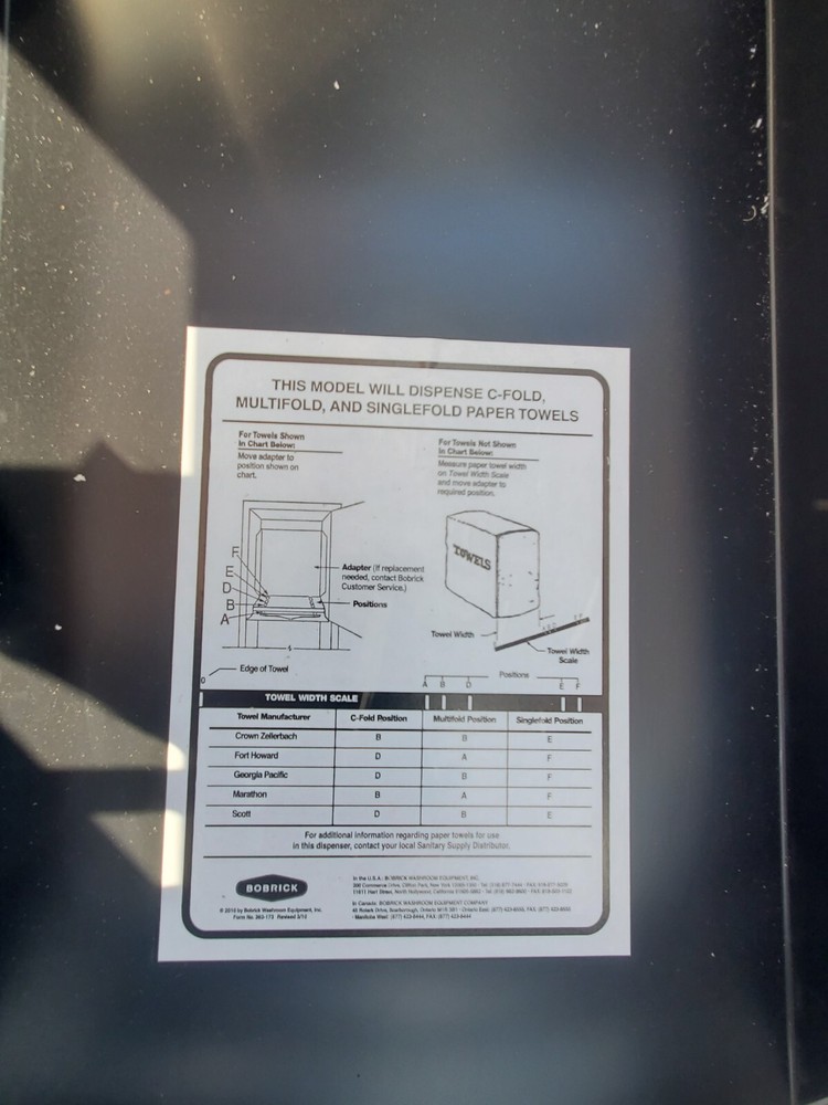 Bobrick Recessed Rectangular Paper Towel Dispenser Waste Receptacle Stainless