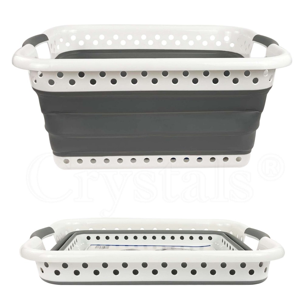 LARGE COLLAPSIBLE LAUNDRY BASKET WASHING CLOTHES BIN FOLDABLE SPACE SAVING NEW