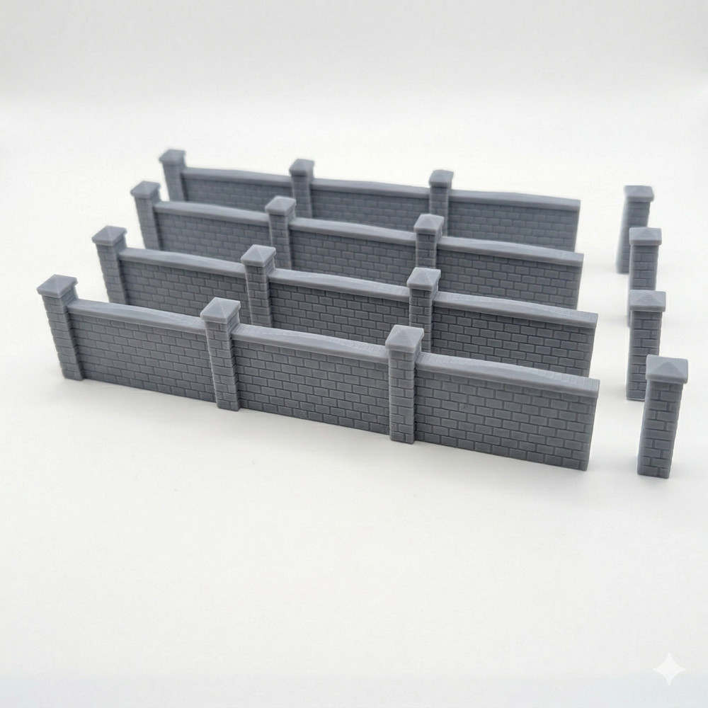 O Scale Brick Wall Fence