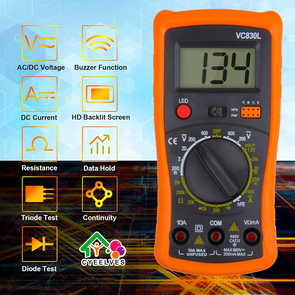 Digital Multimeter, Multimeter with AC DC Voltmeter & Ohm Volt Amp Tester, Multi