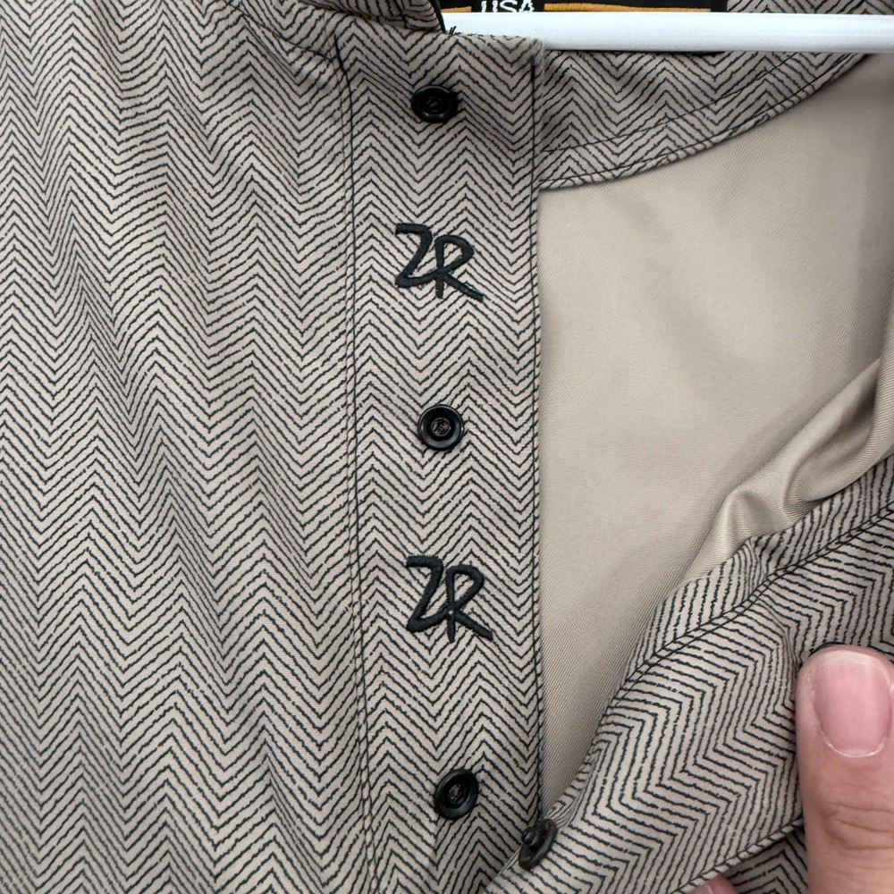 Zero Restriction Jacket Mens L Beige Herringbone Golf Snap Pullover Windbreaker