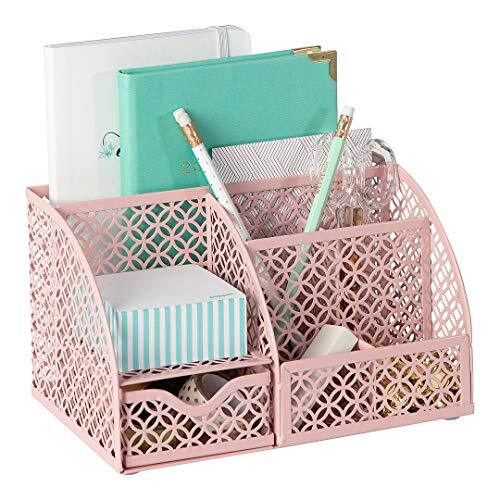 Blu Monaco Light Pink Desk Organizer with Drawer